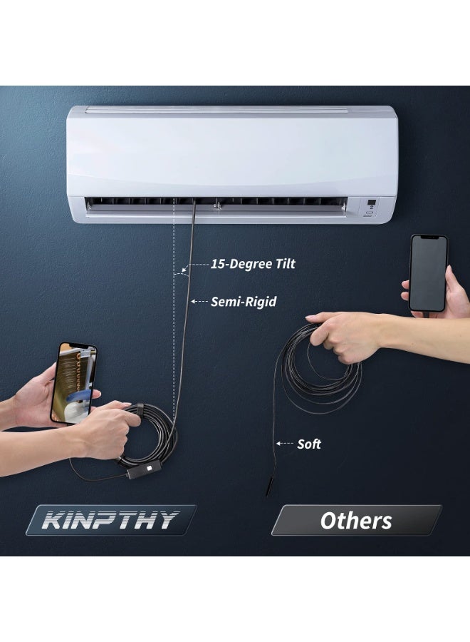 كاميرا تنظير داخلية بدقة 1920P مع أضواء LED قابلة للتعديل وكابل شبه صلب مقاوم للماء للفحص والصيانة - Image 3