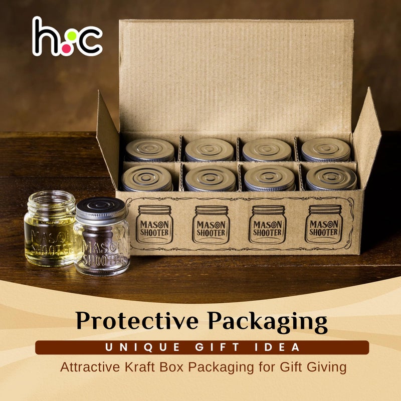 Hayley Cherie Small Mason Jar Shot Glasses with Lids (8 Pack) Tiny 2 oz Glass Jars with Lids, Ginger & Wellness Mini Shot Bottles, Juice, Tequila, Alcohol, Moonshine Shooter Set, Unique Christmas Gift, Bulk, Cute - Image 5