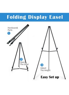 Falling In art Falling in Art 66" Aluminum Display Easel, Presentation Stand with Adjustable Height for Signs, Posters, and Whiteboards, Black 2 Pack  - Image 3