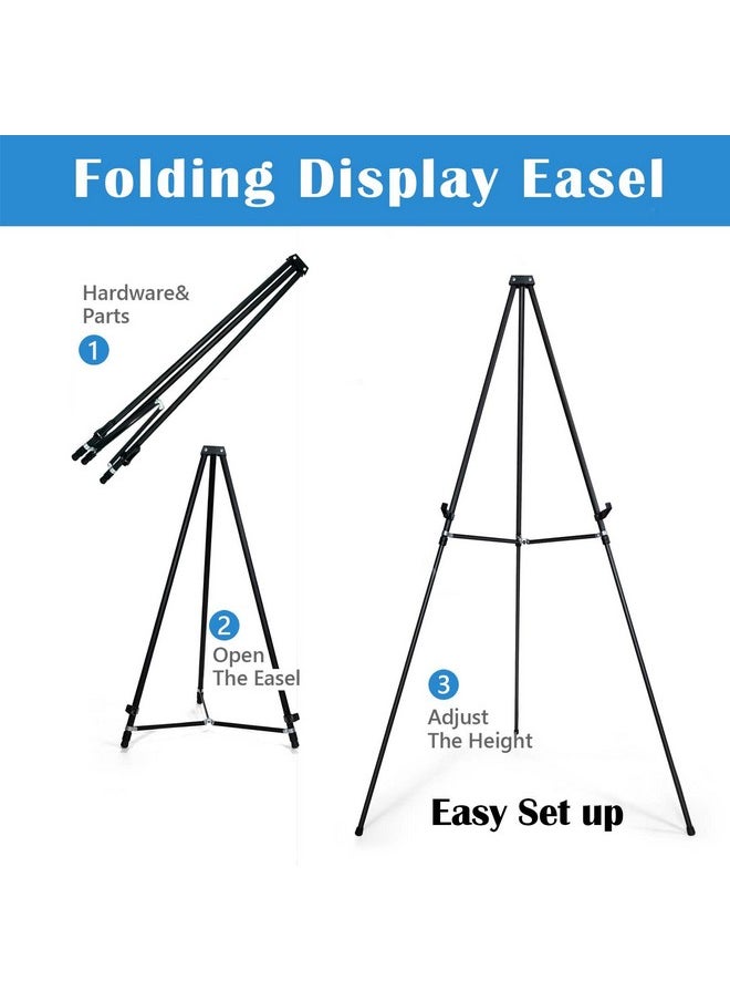 Falling In art - Falling in Art 66" Aluminum Display Easel, Presentation Stand with Adjustable Height for Signs, Posters, and Whiteboards, Black 2 Pack - Image 1