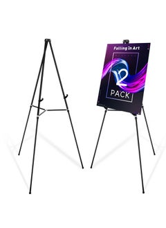 Falling In art Falling in Art 66" Aluminum Display Easel, Presentation Stand with Adjustable Height for Signs, Posters, and Whiteboards, Black 2 Pack  - Image 1