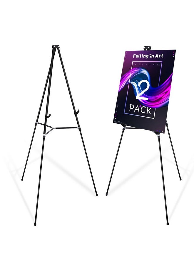 Falling In art - Falling in Art 66" Aluminum Display Easel, Presentation Stand with Adjustable Height for Signs, Posters, and Whiteboards, Black 2 Pack - Image 1