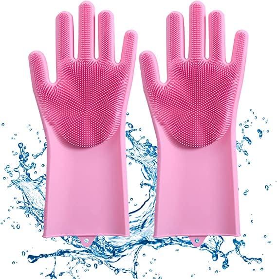 Casa Azul Hand Gloves for Dish Washing | Eco-Friendly Silicone Gloves for Kitchen - Heat Resistant up to 450°F, Non-Slip Cleaning kitchen gloves, Bathroom, Pet, Car Wash, and More - Easy to Sterilize - Image 1