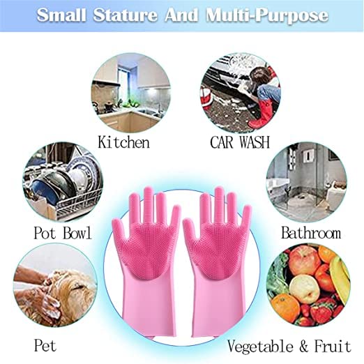 Casa Azul Hand Gloves for Dish Washing | Eco-Friendly Silicone Gloves for Kitchen - Heat Resistant up to 450°F, Non-Slip Cleaning kitchen gloves, Bathroom, Pet, Car Wash, and More - Easy to Sterilize - Image 3