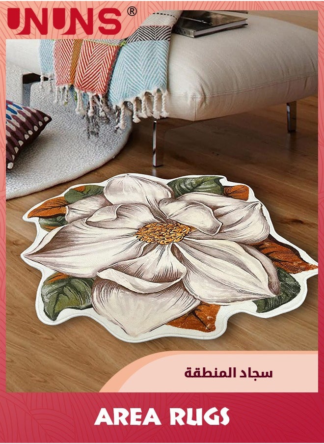 UNUNS Area Rugs,Flower Shaped Rug,Non Slip Water Absorption Doormat For Bedroom Bedside Living Room Kitchen Floor Mat,Colorful Flower Rugs,100x100CM  - Image 1