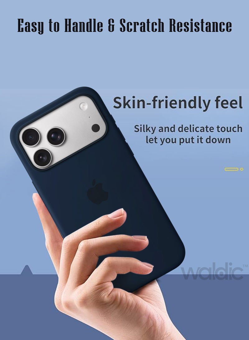 Waldic Apple iPhone 17 Pro Max Premium Case | Premium Silicone Case Cover Designed for Apple iPhone 17 Pro Max | Apple iPhone 17 Pro Max Case Camera and Drop Protection Thin Protective Back Cover Case for Apple iPhone 17 Pro Max - Dark Blue - Image 4
