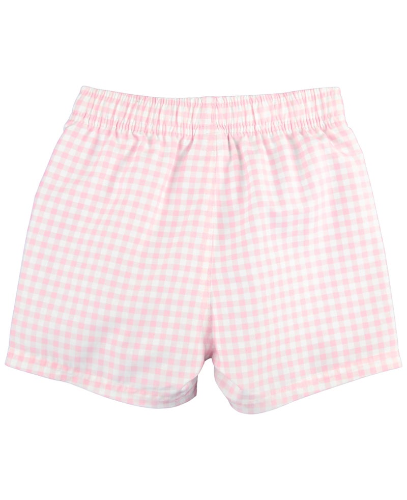 RUGGEDBUTTS Boys UPF50+ Sun Protection Gingham Swim Trunks - Pink Gingham, 8 - Image 3