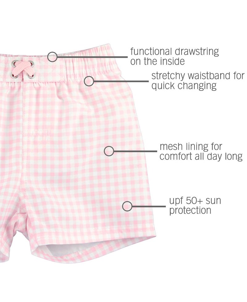 RUGGEDBUTTS Boys UPF50+ Sun Protection Gingham Swim Trunks - Pink Gingham, 8 - Image 5