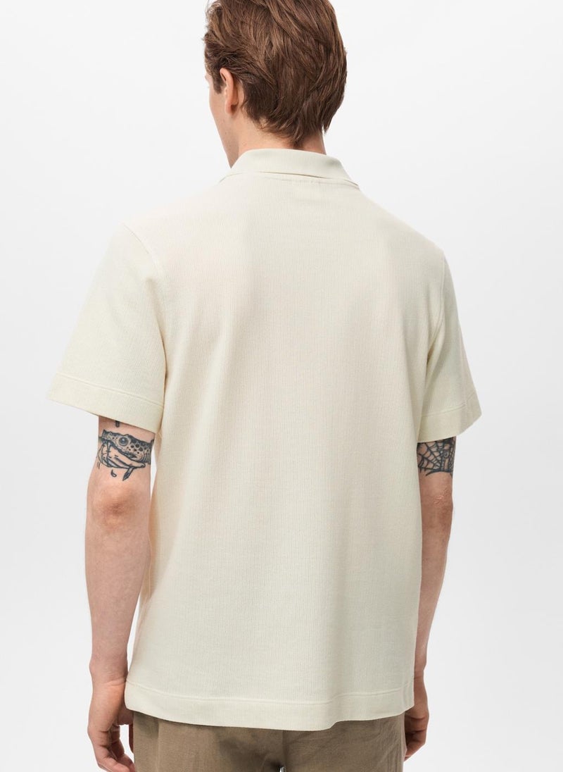 Mango Man Fine Rib-Knit Polo Shirt  - Image 2