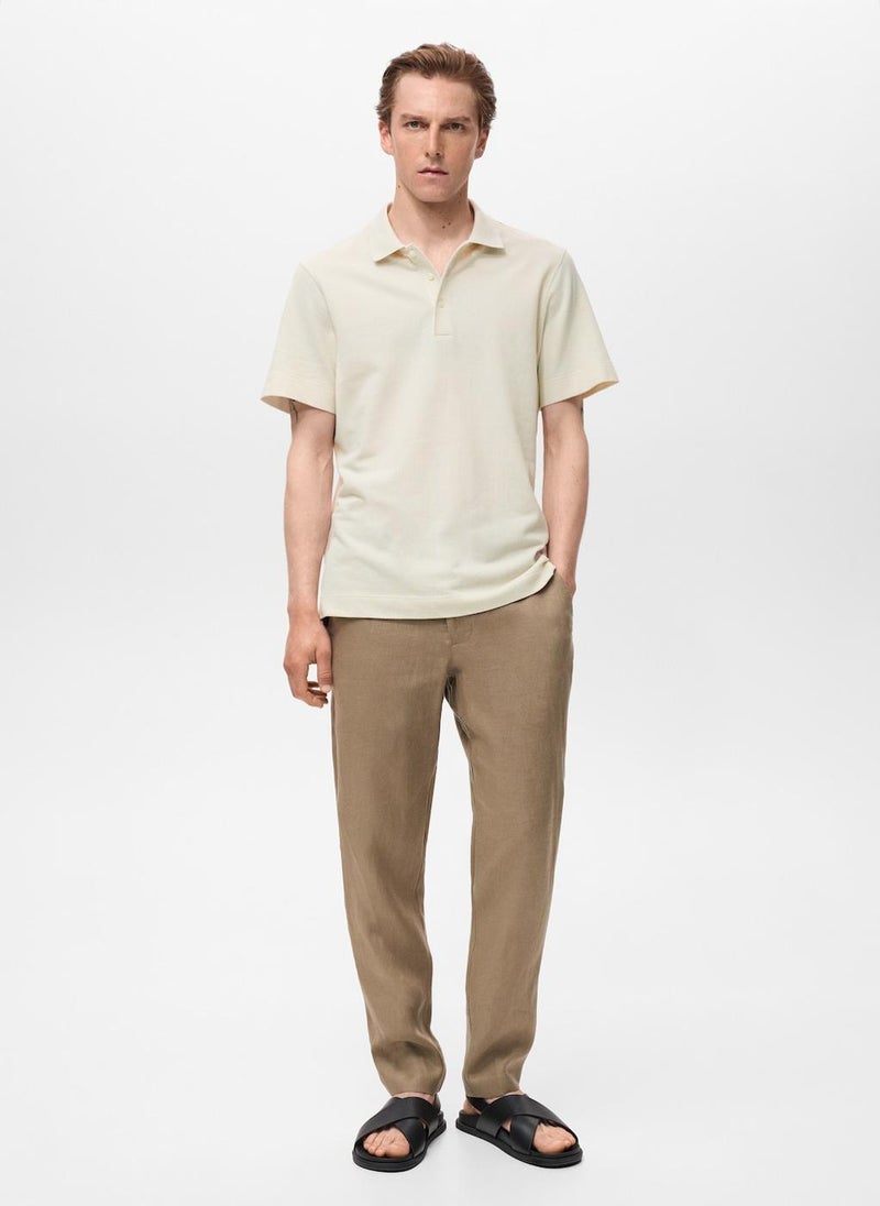 Mango Man Fine Rib-Knit Polo Shirt  - Image 4