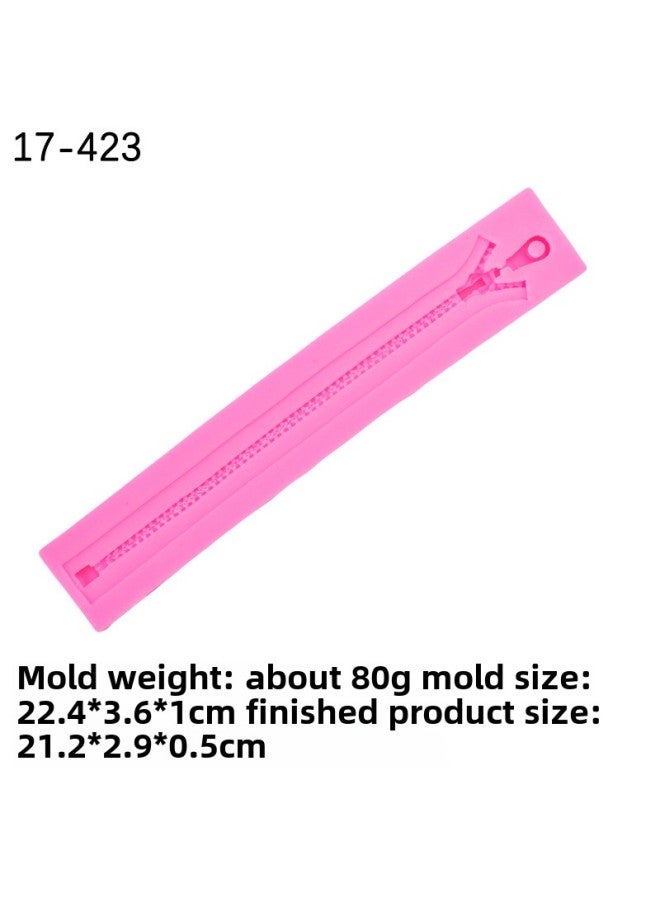 Clothes Pants Shoe Bag Zipper Chain Silicone Mold Diy Creative Baking Decoration Drop Glue Clay Soft Ceramic Mold-Specifications:Section 2-Pink 17-423  - Image 1