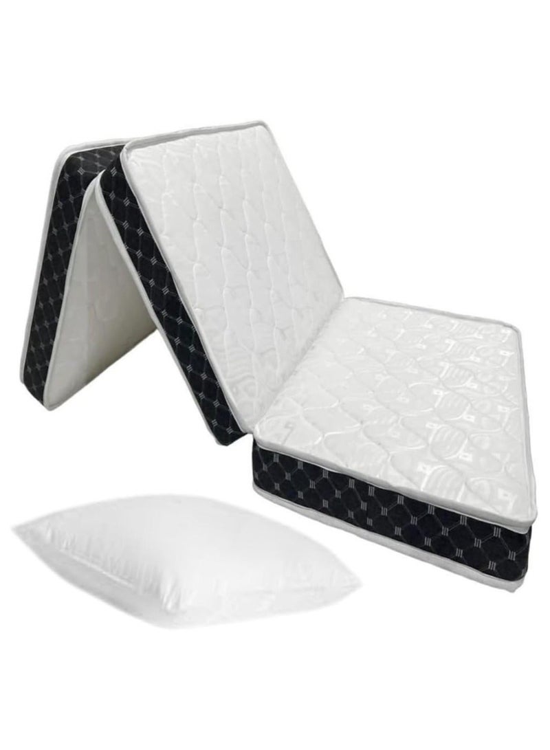 Comfy Portable White Satin Folding Premium Mattress With Black Border + 1 Pillow 180x90x7 Cm - Image 2