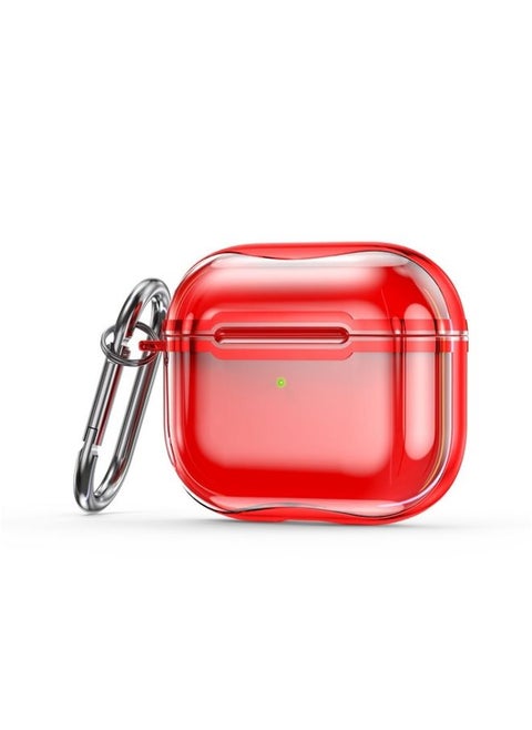 Case Cover Electroplating Frame + Transparent TPU Earphone Protective Case with Hook For AirPods 3 Transparent Red + Red