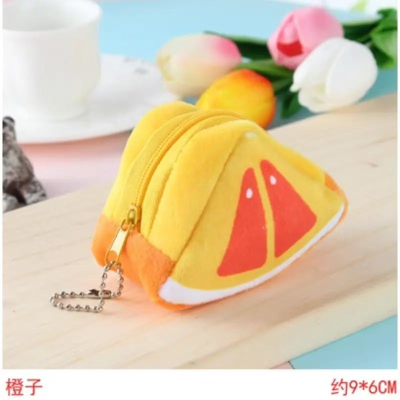 Cartoon Fruit-Shaped Plush Coin Purse Keychain - Image 3