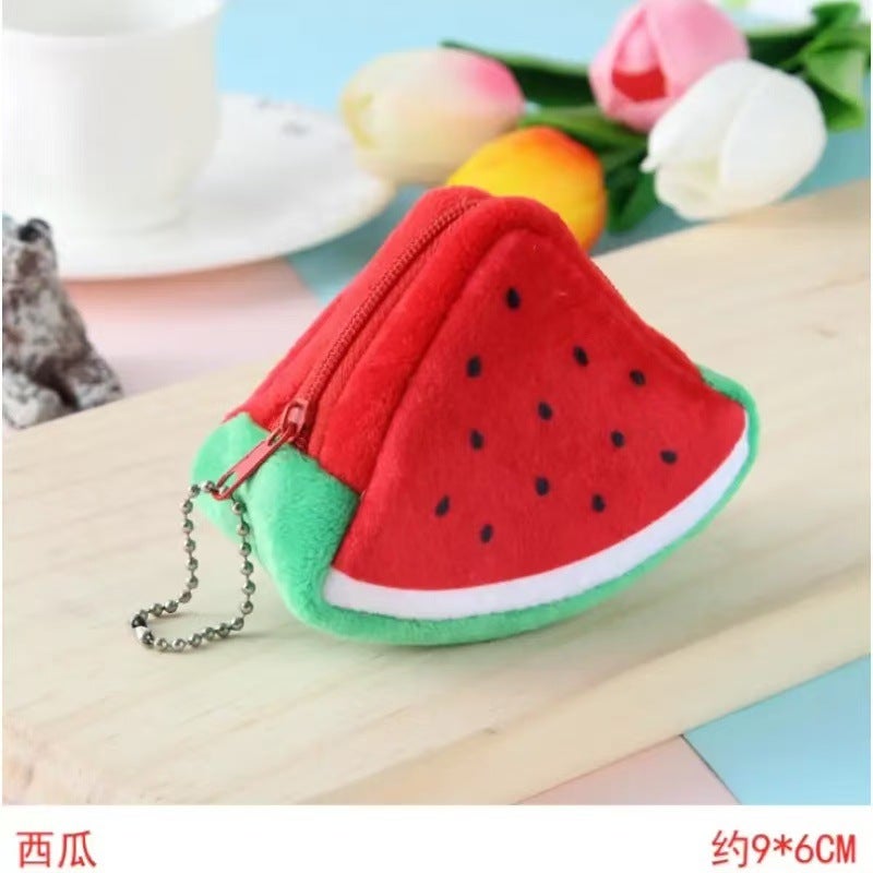 Cartoon Fruit-Shaped Plush Coin Purse Keychain - Image 2