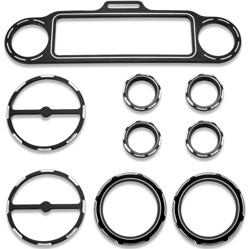 NATGIC 9PCS Stereo Accent Speedometer Speaker Trim Ring Set for Touring Electra Street Glide Ultra Classic Models 1986-2013 (Black) - Image 1