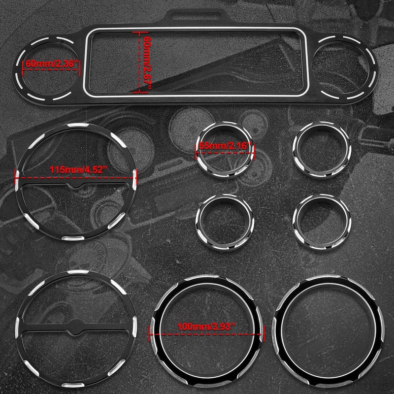 NATGIC 9PCS Stereo Accent Speedometer Speaker Trim Ring Set for Touring Electra Street Glide Ultra Classic Models 1986-2013 (Black) - Image 5