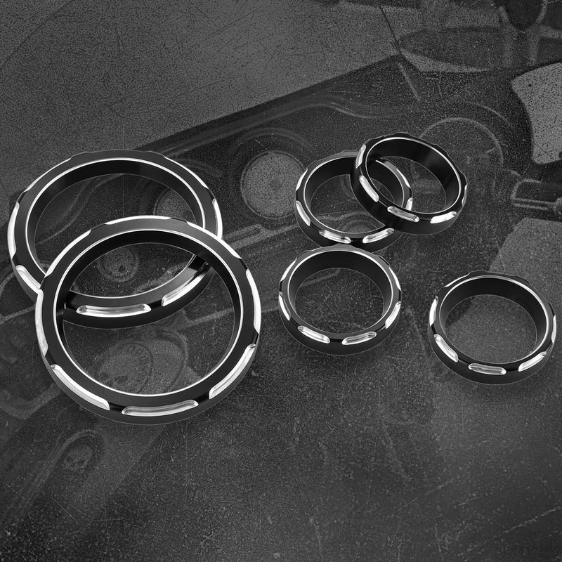 NATGIC 9PCS Stereo Accent Speedometer Speaker Trim Ring Set for Touring Electra Street Glide Ultra Classic Models 1986-2013 (Black) - Image 3