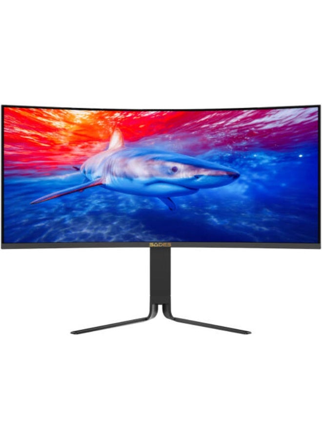 SADES BL-Shark 34-Inch Curved WQHD Fast VA Gaming Monitor, 200Hz, 0.5ms MPRT, Adaptive Sync, HDR, HDMI 2.1, DisplayPort 1.4, Built-in Speakers