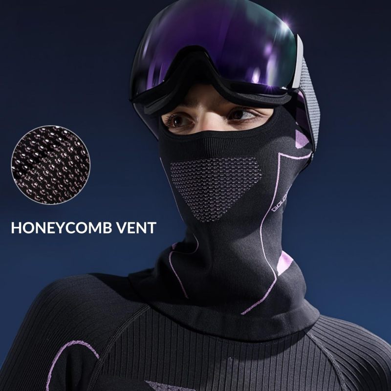 Balaclava Ski Mask: White Grey Thermal Quick-Dry - Breathable Mesh Stretchable Cold Weather Face Mask for Skiing Motorcycling Outdoor Winter Activities - Image 4