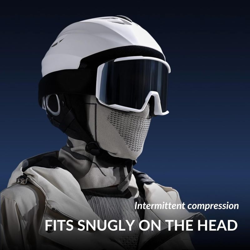 Balaclava Ski Mask: White Grey Thermal Quick-Dry - Breathable Mesh Stretchable Cold Weather Face Mask for Skiing Motorcycling Outdoor Winter Activities - Image 3