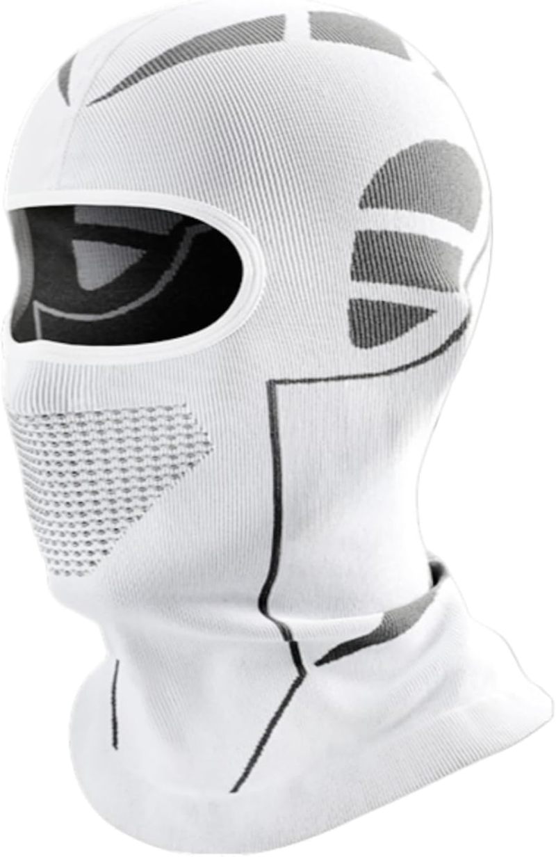 Balaclava Ski Mask: White Grey Thermal Quick-Dry - Breathable Mesh Stretchable Cold Weather Face Mask for Skiing Motorcycling Outdoor Winter Activities - Image 2