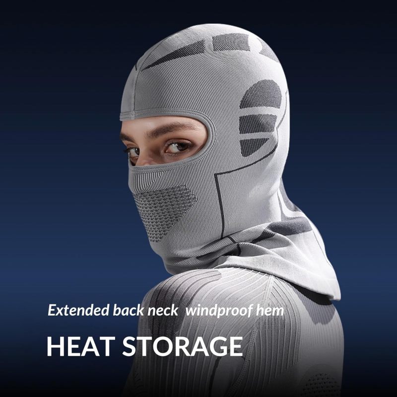 Balaclava Ski Mask: White Grey Thermal Quick-Dry - Breathable Mesh Stretchable Cold Weather Face Mask for Skiing Motorcycling Outdoor Winter Activities - Image 5