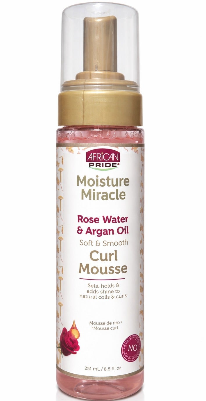 African Pride Moisture Miracle Rose Water & Argan Oil Soft & Smooth Curl Mousse 8.5 oz - Image 1
