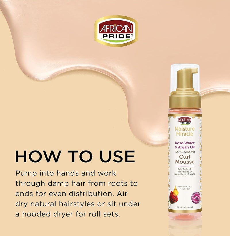 African Pride Moisture Miracle Rose Water & Argan Oil Soft & Smooth Curl Mousse 8.5 oz - Image 3