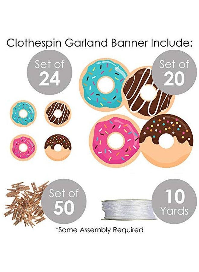 Big Dot of Happiness Donut Worry Lets Party Doughnut Party Diy Decorations Clothespin Garland Banner 44 Pieces  - Image 4