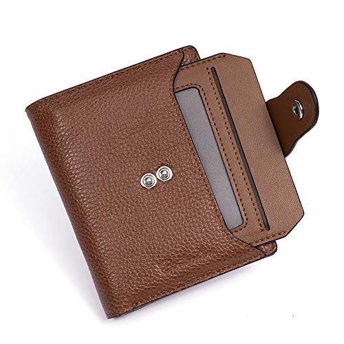 BOSTANTEN Women Leather Wallet RFID Blocking Small Bifold Zipper Pocket Wallet Card Case Purse with ID Window Brown - Image 4