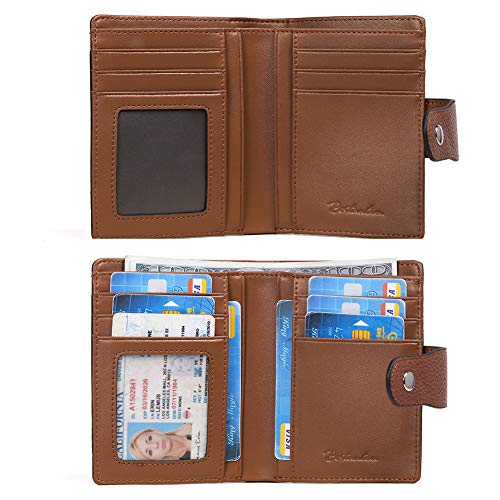 BOSTANTEN Women Leather Wallet RFID Blocking Small Bifold Zipper Pocket Wallet Card Case Purse with ID Window Brown - Image 2