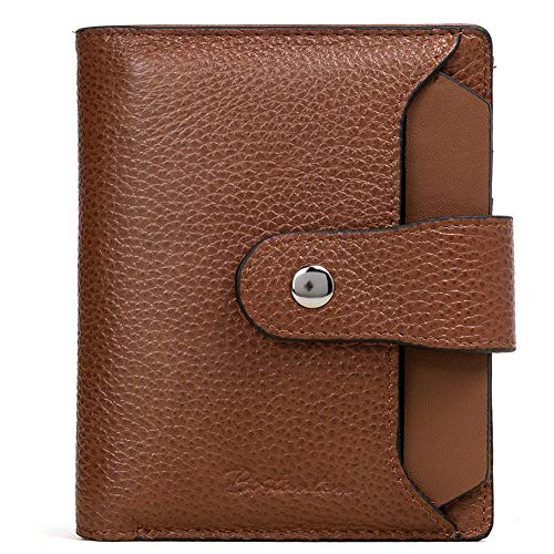 BOSTANTEN Women Leather Wallet RFID Blocking Small Bifold Zipper Pocket Wallet Card Case Purse with ID Window Brown - Image 1