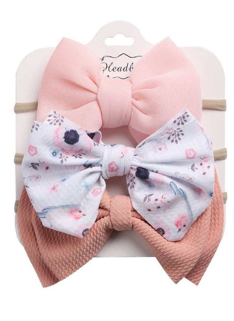The Girl Cap The Girl Cap Elastic Baby Headband Stretchable Nylon Assorted Hairbands for Baby Beige 3Pcs  - Image 1
