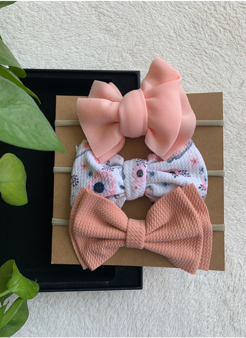 The Girl Cap The Girl Cap Elastic Baby Headband Stretchable Nylon Assorted Hairbands for Baby Beige 3Pcs  - Image 2