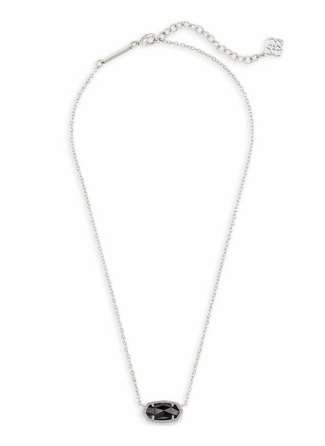 Kendra Scott Kendra Scott Elisa Pendant Necklace for Women, Fashion Jewelry, Rhodium-Plated, Black  - Image 1