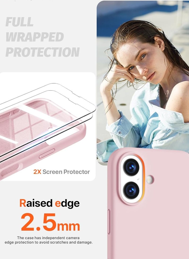 BORTONY iPhone 17 Case Premium Liquid Silicone Cover with 2-Pack Full HD 9D Tempered Glass For iPhone 17 Soft Touch Anti-Scratch with Microfiber Lining Cover For iPhone 17 6.3-inch - Image 5