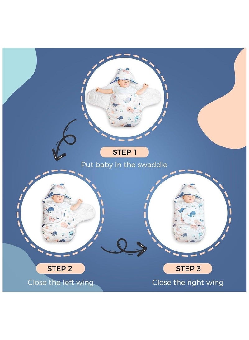 MARHABABY Baby Hooded Swaddle Soft Baby Swaddle, Wrap Winter Sleeping Bag for Newborn Cotton Baby, Wrap Blanket Newborn Swaddle Sleeping Bag Pure Cotton Spring Autumn Winter for Boys and Girls 0-3 Months - Image 3