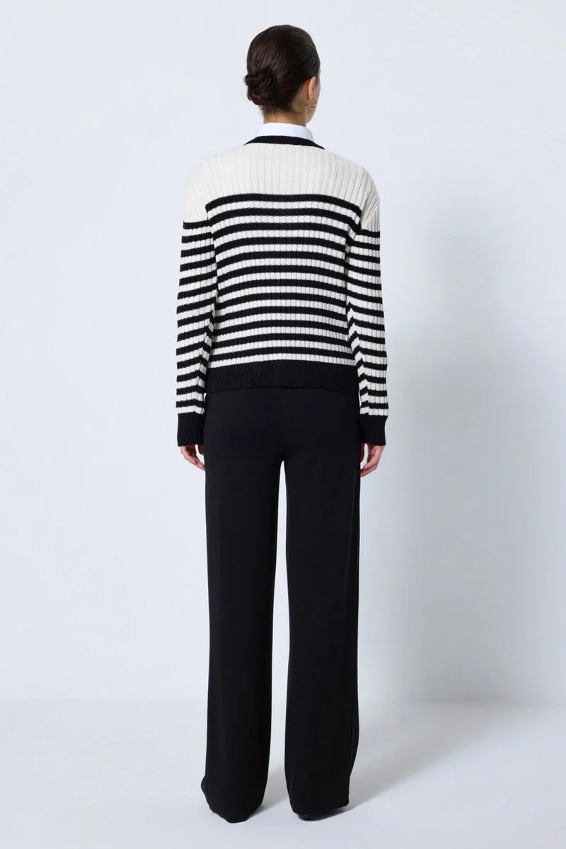 Touche Striped Knitted Cardigan with Pocket Details