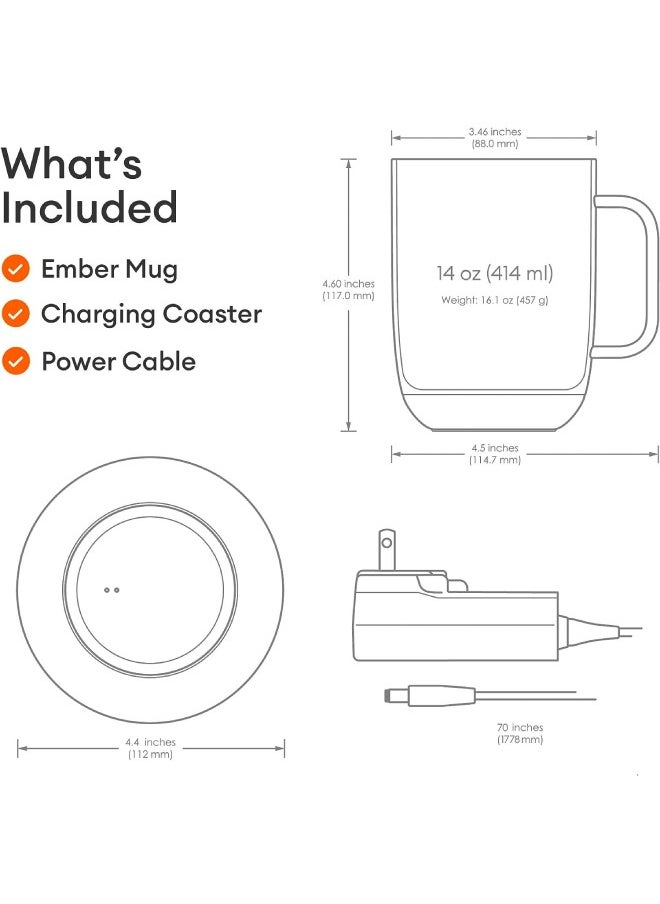 Mug 2 14OZ / 414ML | Temperature Control Mug, Vacuum Insulated Stainless Steel Smart Cup for Coffee, Tea, Water, 80Min Battery Life, iOS/Andorid - Black - pzsku/Z8BA448F4C4697E88BC51Z/45/_/1719559579/5fa8bae4-608c-421f-9b3f-c1404531eb38