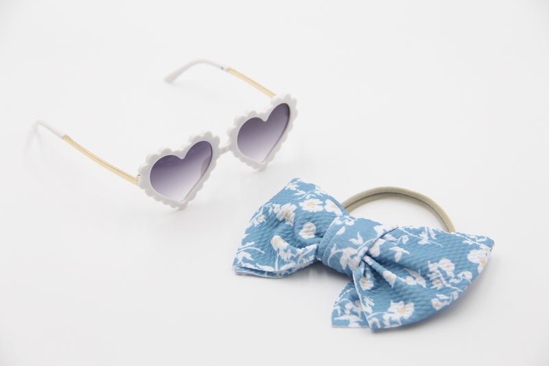 D'Daniela Hawaiian Glasses Hearth and Headband Set For Babies and Girls Blue - Image 1