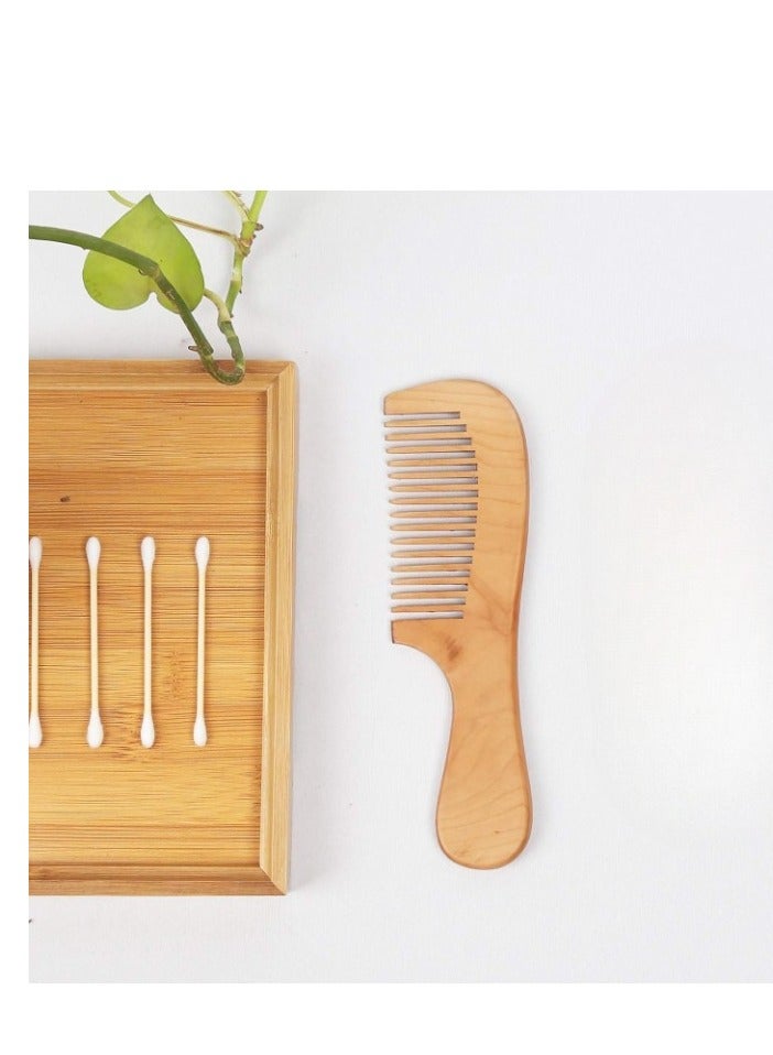 Generic Light Brown Wooden Comb – Natural & Gentle Detangler  - Image 2