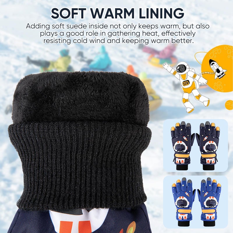 OMECHY Kids Ski Snow Gloves Waterproof Winter Cold Weather Windproof Warm Snowboard Sport Mittens for Boys Girls - Image 2