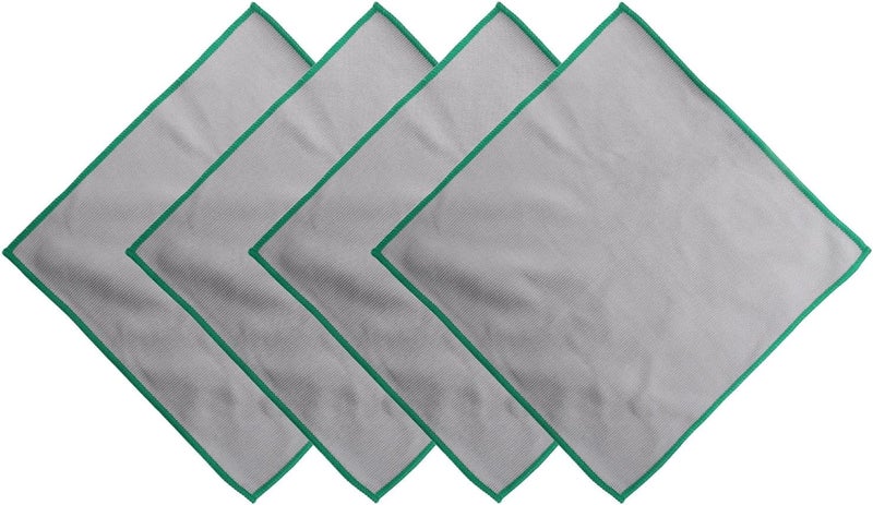 4Pcs Microfiber Cleaning Cloths for Car and Home, Absorbent Glass Towels Green Edging, Reusable Window and Windshield Cleaning Rags for Kitchen, Mirrors, and Desktop Surfaces - Image 1