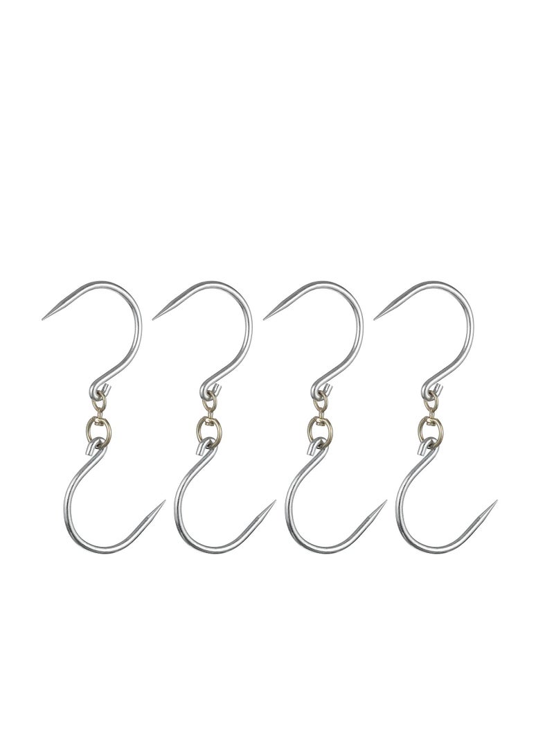 Swivel Meat Hooks, 0.34'' Thickness Galvanized Processing Butcher Hooks for Hanging Drying Smoking Meat Products, 4 Pack(12 Inch) - Image 1