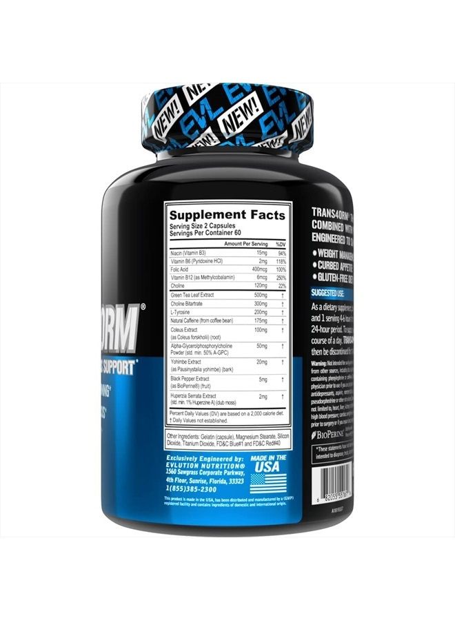 Evlution EVL دعم حارق الدهون الحراري - فقدان الوزن السريع ودعم الطاقة والشهية - مكمل ترانس4ورم لحارق الدهون والشعور بالامتلاء للشباب والنساء (60 حصة) - Image 4
