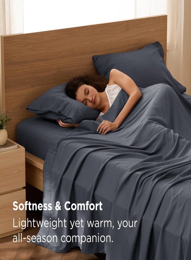 Bedsure Queen Sheet Set - 4 Pieces Soft Queen Size Sheets - Breathable & Cooling - Hotel Luxury - Easy Care Polyester Microfiber Bedding for Women, Men, Dark Grey - Image 2