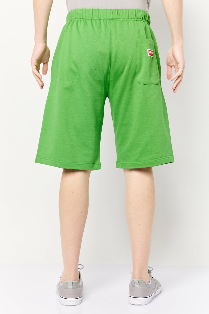 Kenzo Men Solid Brand Logo Basic Shorts, Green - Image 4