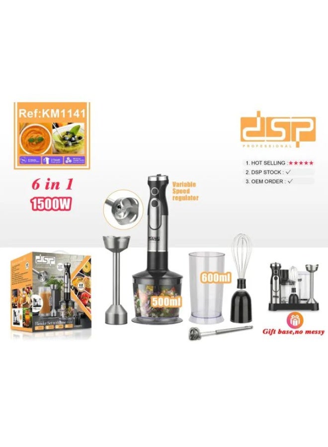 DSP 1500W 6-in-1 Hand Blender Set with Full Accessories Kit - Model KM1141 - Image 1