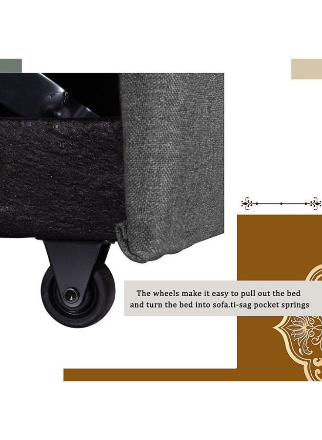 KUSTOMDECO 3 Seater Diwan Sofa Cum Bed | Convertible Fabric Sofa Bed with Storage | Modern Grey Sofa for Living Room & Guest Room - Image 4